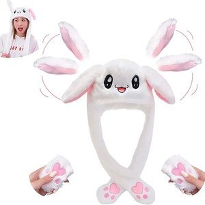 Funny kawaii Plush Hat Cap with Moving Ears Cute Bunny Hat Movable Jumping Ears